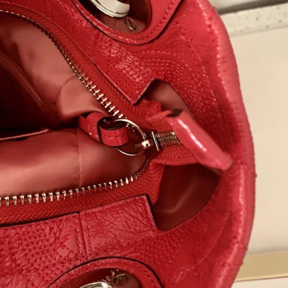 COACH Bag NEW (never used) 2012 Coral Orange Tote Silver Hardware Logo hangtags - Picture 7 of 13